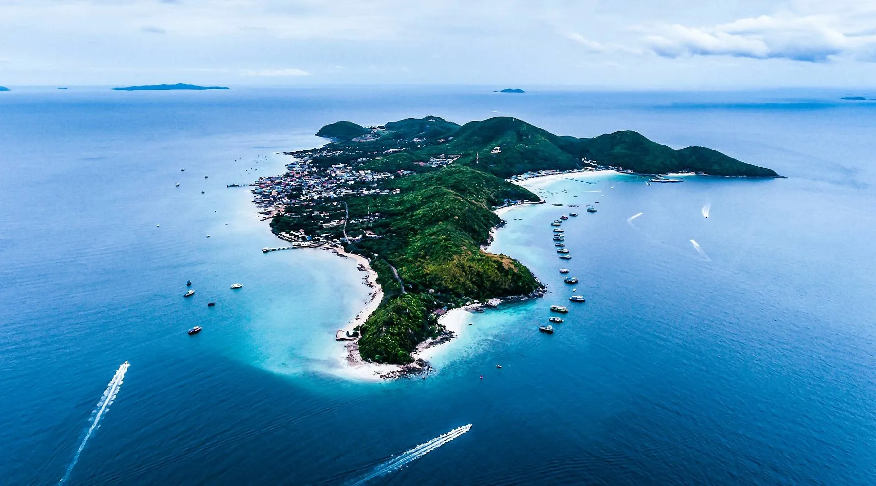 Koh Larn has clear water, white-sand beaches, and tropical scenery.